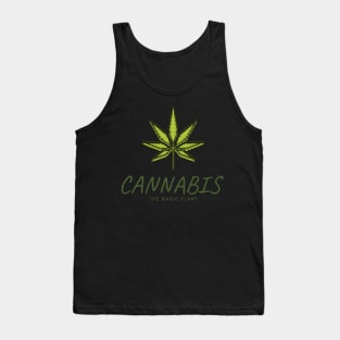 Cannabis The Magic Plant. Weed Design With Cannabis Leaf. Tank Top